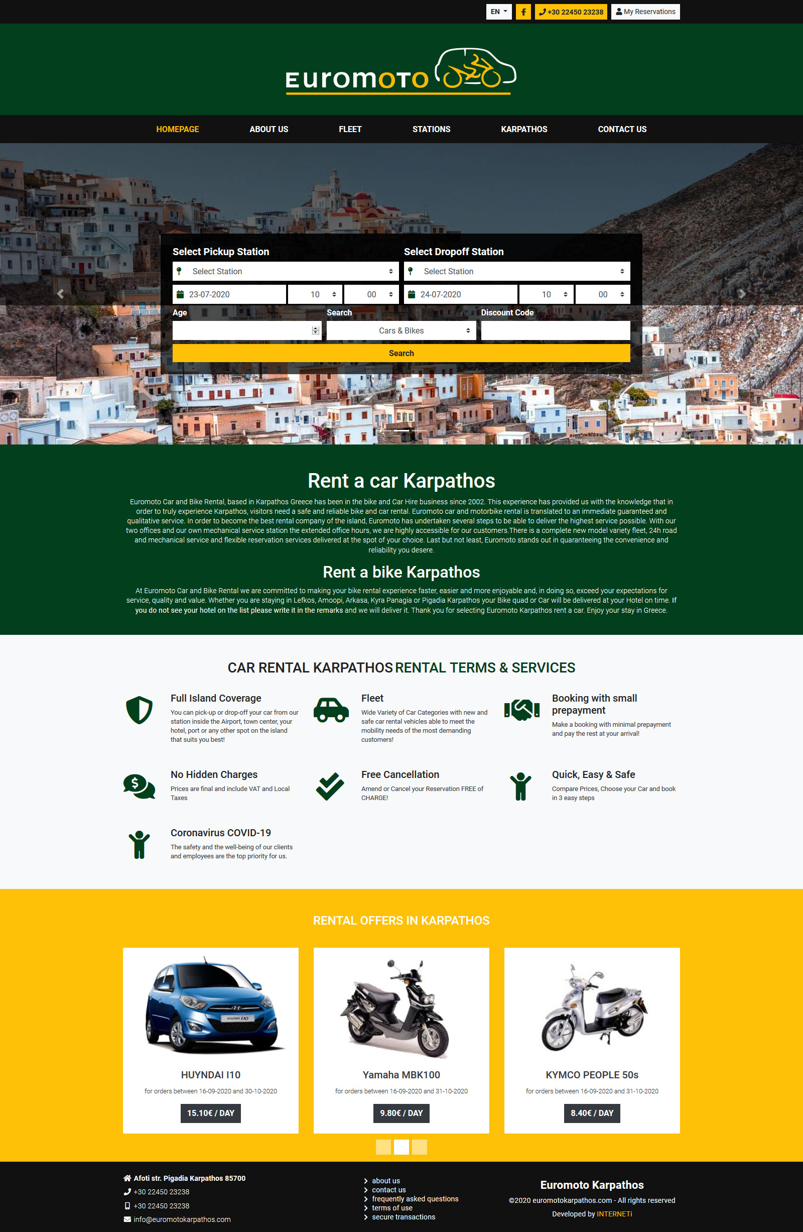 Rent a car website development Euromoto Karpathos