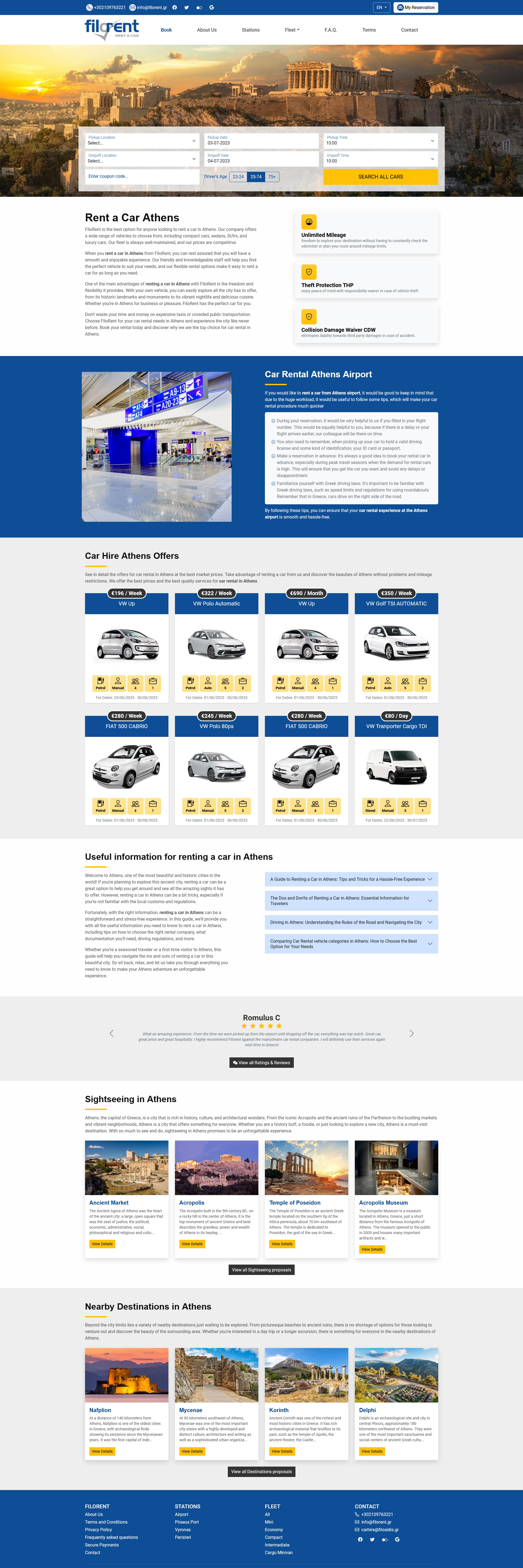 Rent a car website development Filorent