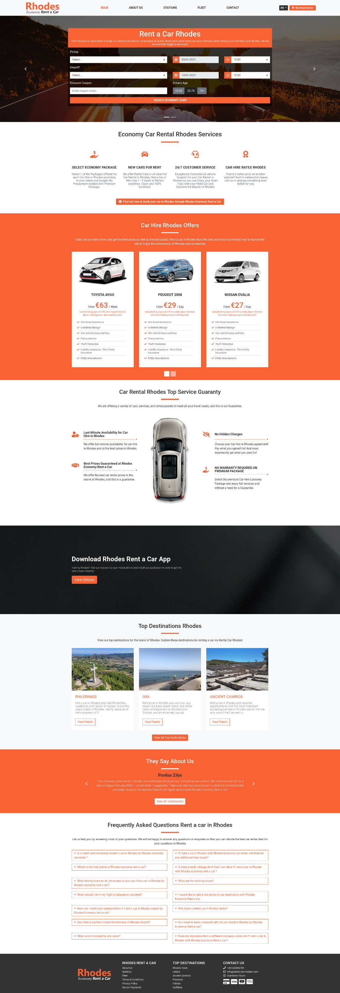 Rent a car website development Rhodes Economy Car Rentals