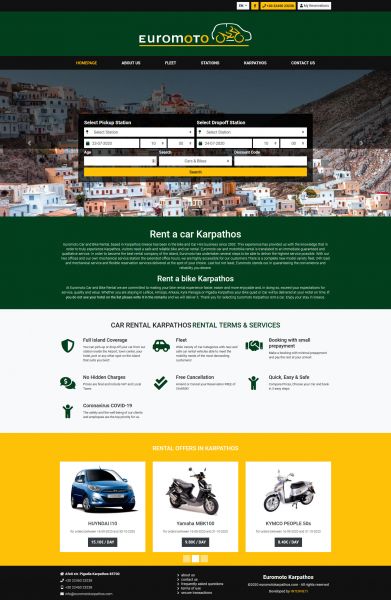 Κατασκευή ιστοσελίδων rent a car Euromoto Karpathos